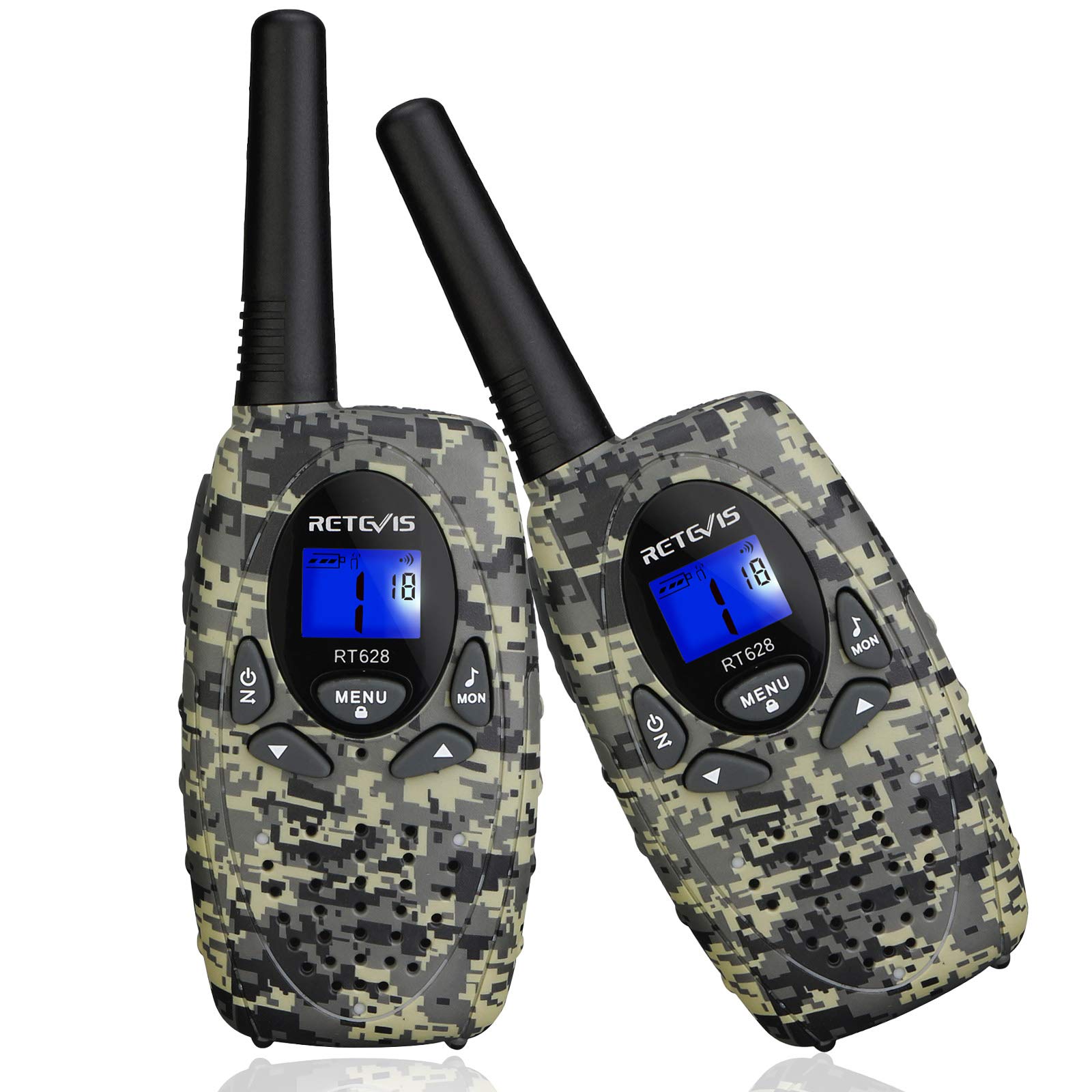 Retevis RT628 camo walkie talkie front view for outdoor kid play