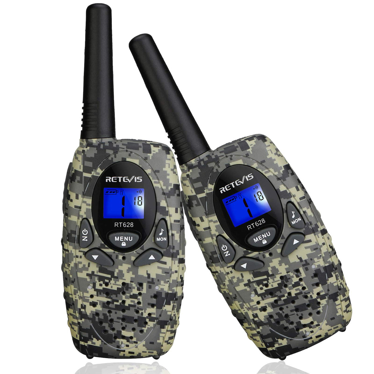 Retevis RT628 camo walkie talkie front view for outdoor kid play