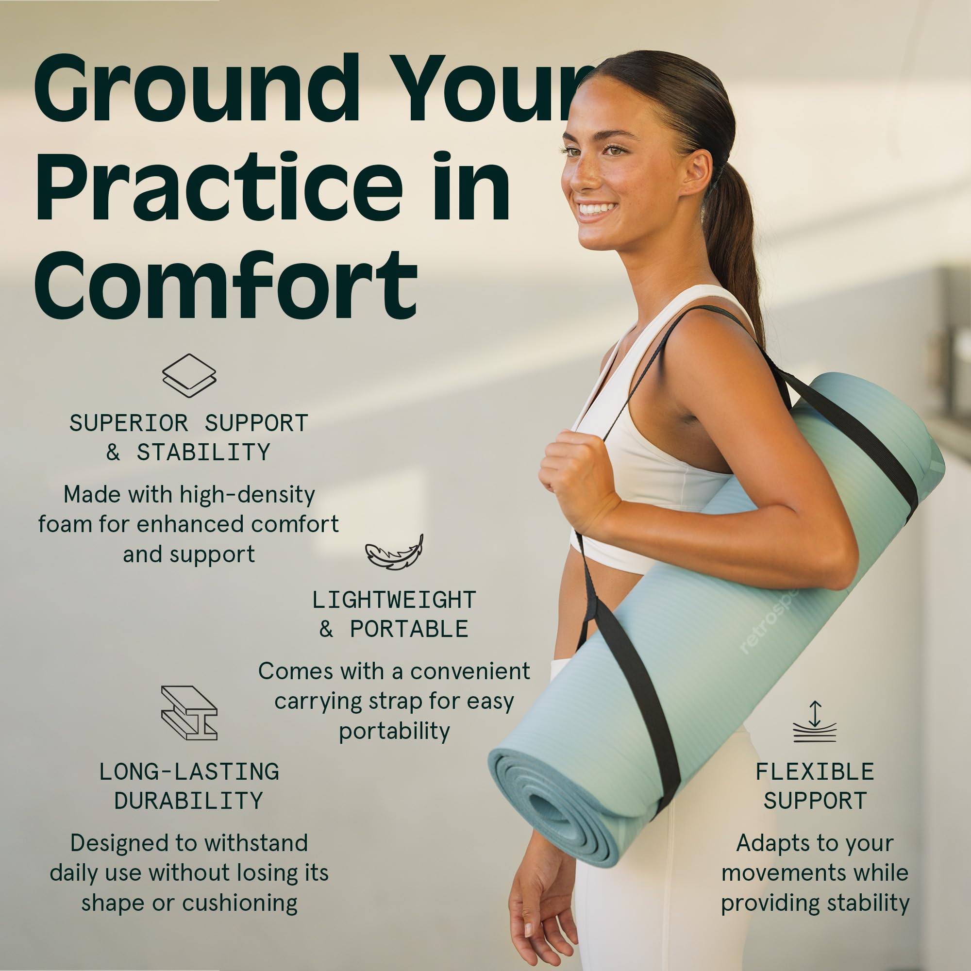 Retrospec Solana mat easy to clean with soap and water after workouts
