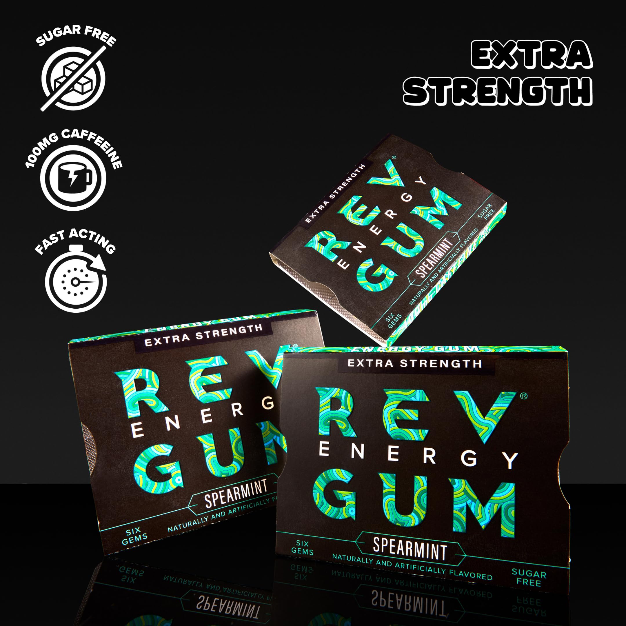 REV Gum Caffeine Energy Gum on-desk setting promotes quick energy at work
