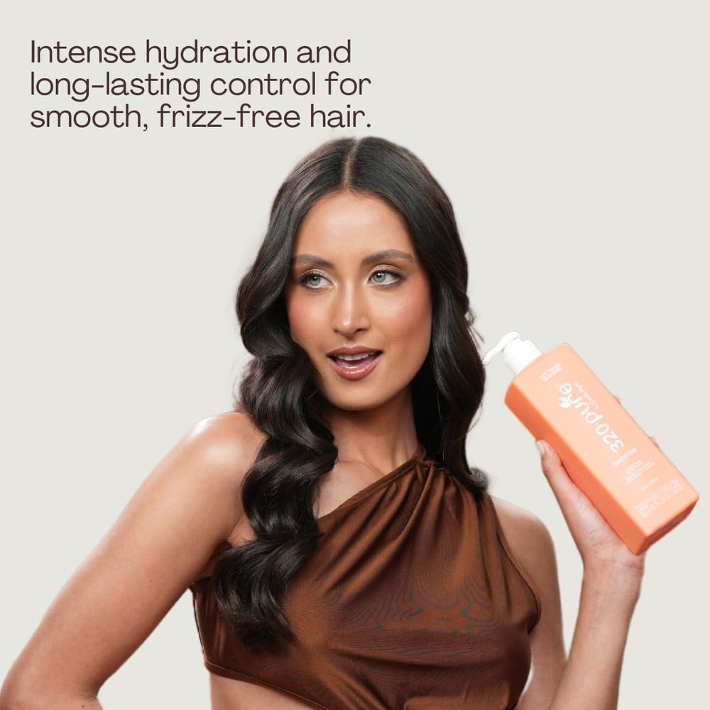 Rev320 320Pure Smoothie frizz-control showing smooth, manageable hair all day.