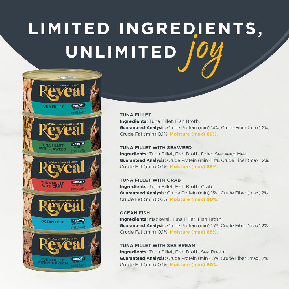 Reveal canned cat food in broth close-up showing hydrating, tasty serving.