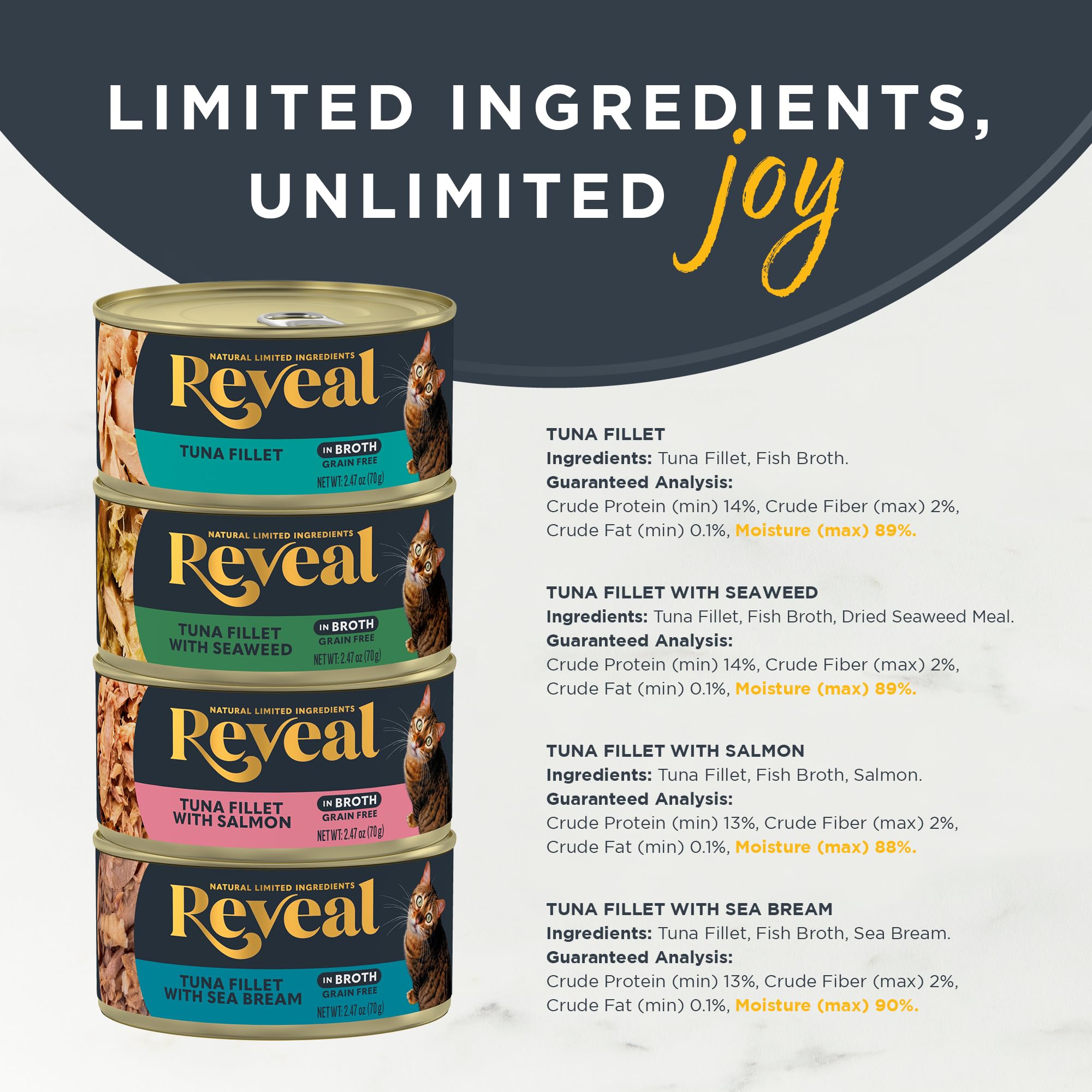 Reveal natural wet cat food cans with real protein first for simple, tasty meals