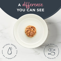 Reveal prime-protein-first tuna-salmon wet cat food can highlighting real protein as the first ingredient.