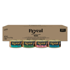 Reveal wet cat food variety pack cans offering protein-rich meals in broth