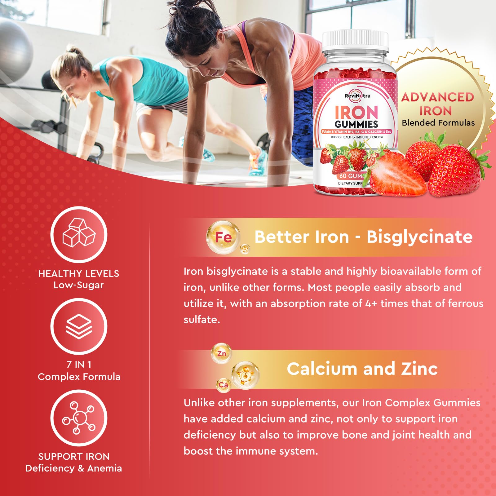 ReviNutra Iron Gummies kids-serving scene demonstrates family-friendly use.