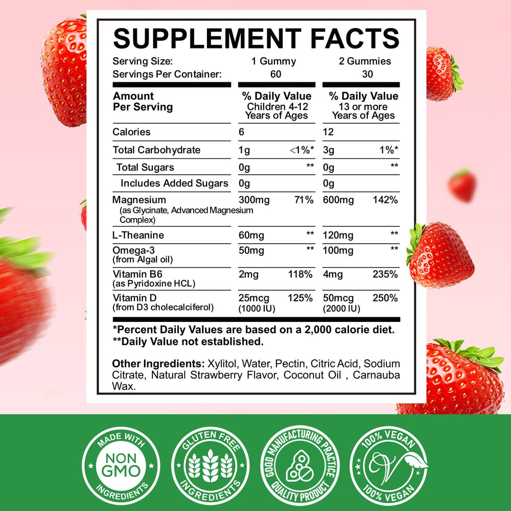 ReviNutra Magnesium Complex Gummies bottle back highlights vitamin D3 and B6 for absorption.