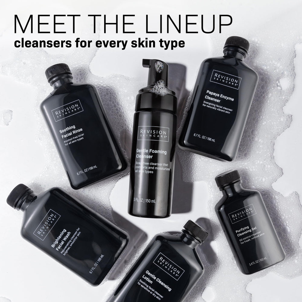 Revision Skincare Brightening Facial Wash foam demonstrates cleansing without over-drying