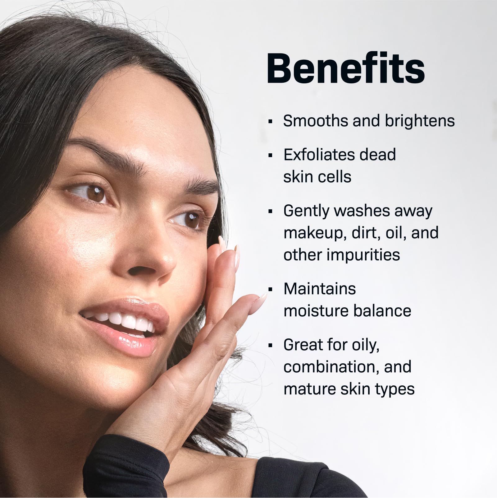 Revision Skincare Brightening Facial Wash label close-up highlighting vitamin C and E