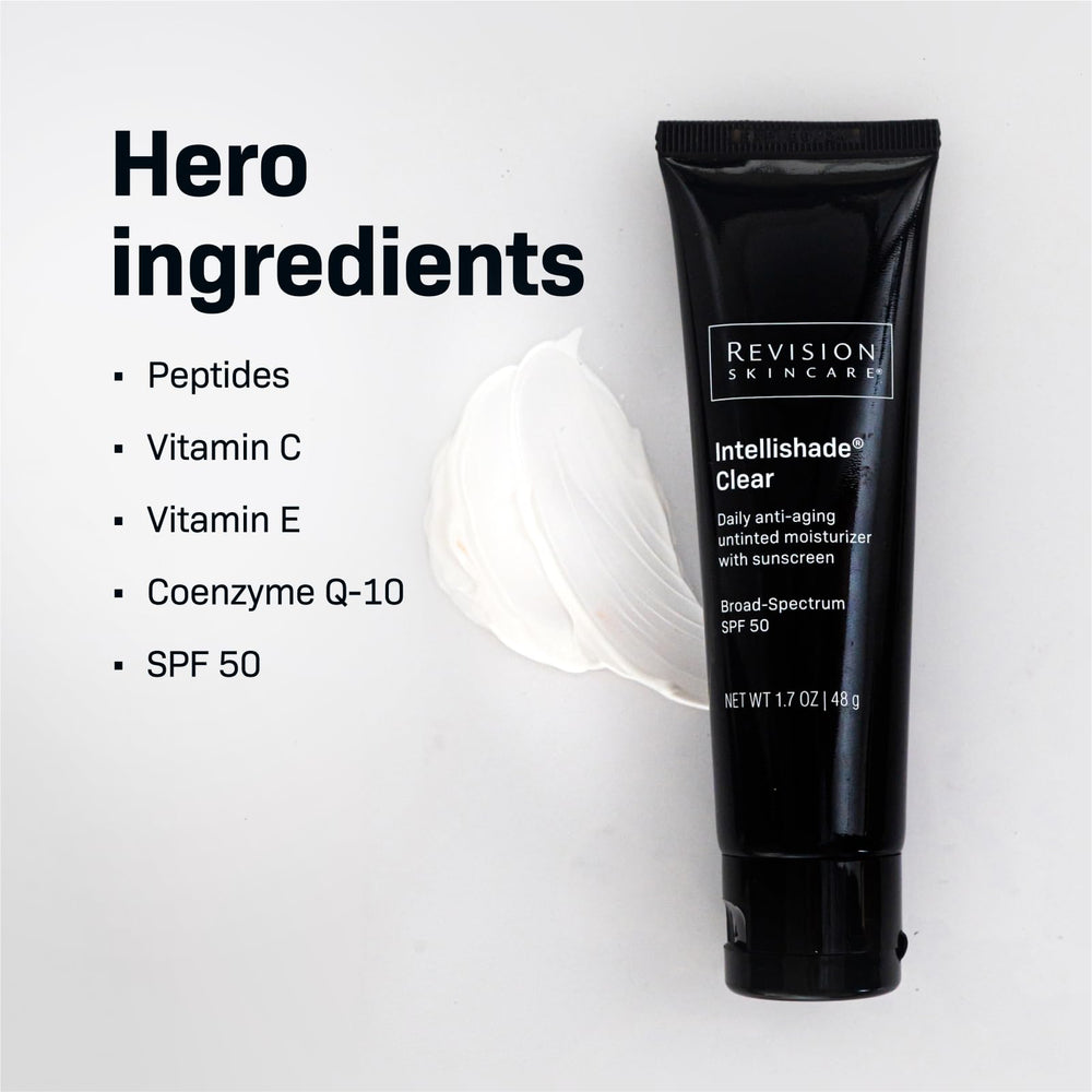 Revision Skincare Intellishade Clear SPF 50 close up texture emphasizes oil free hydration.