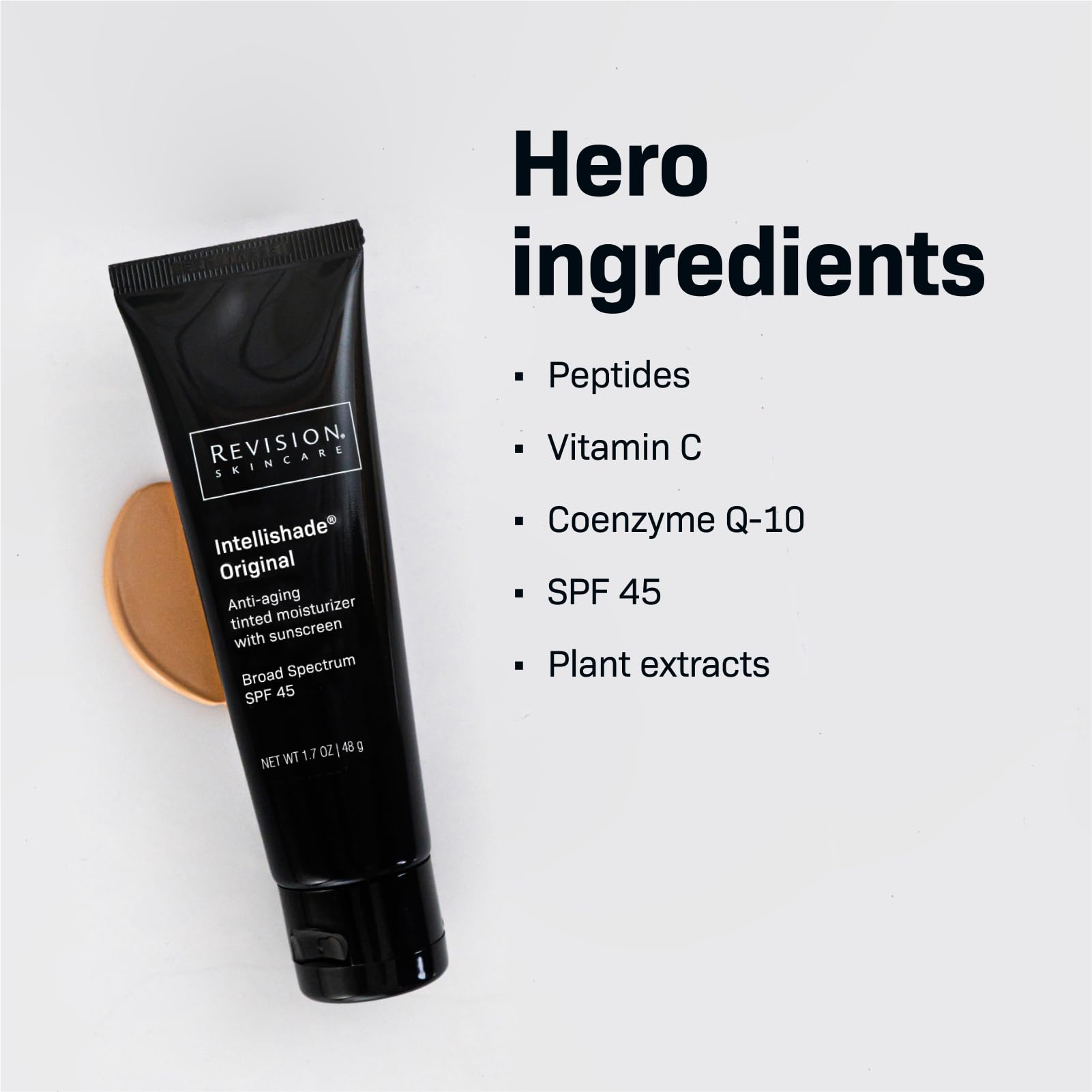 Intellishade Original SPF 45 packaging highlighting universal tint and sunscreen protection.