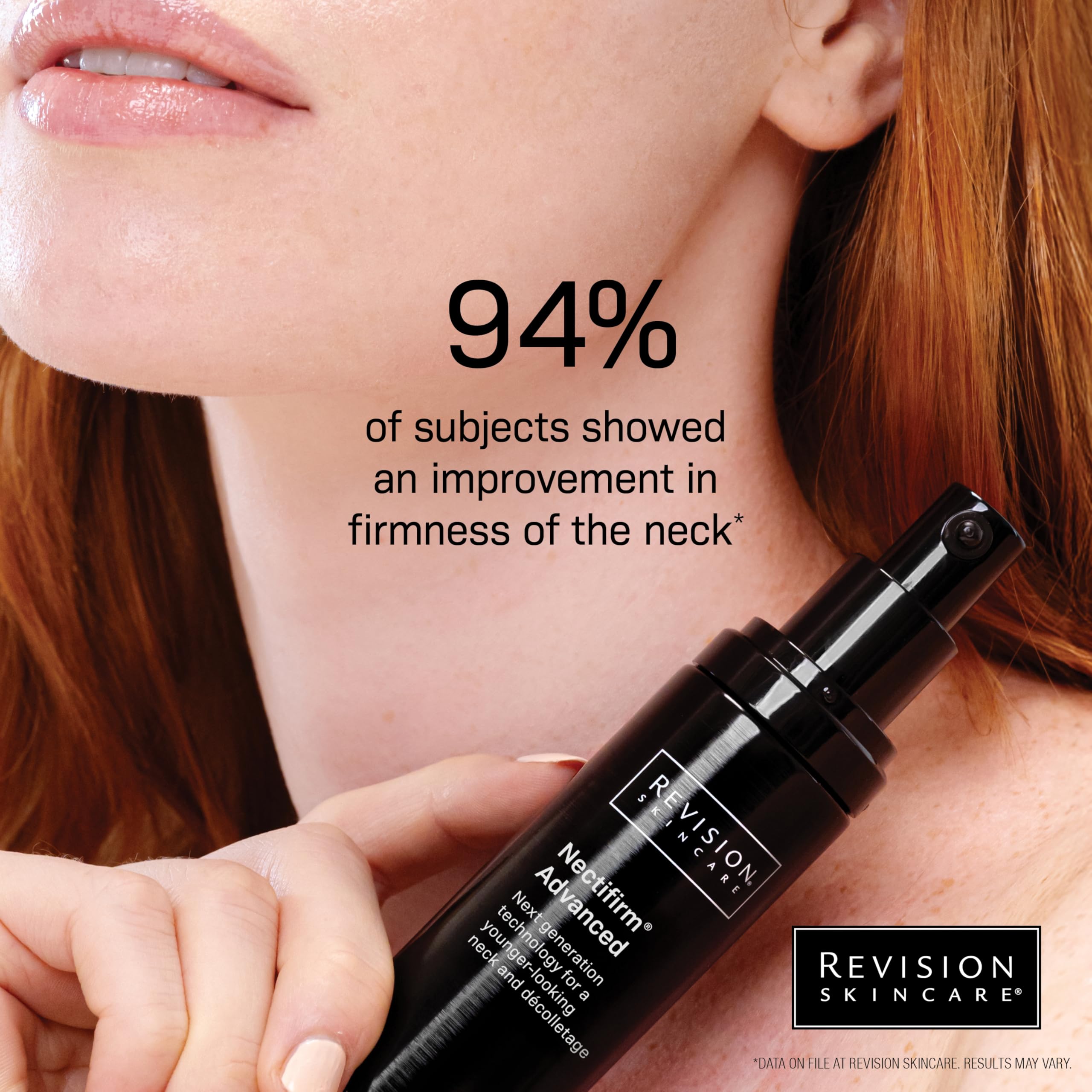 Revision Skincare Nectifirm Advanced application steps image communicates massage-use for smoother decolletage
