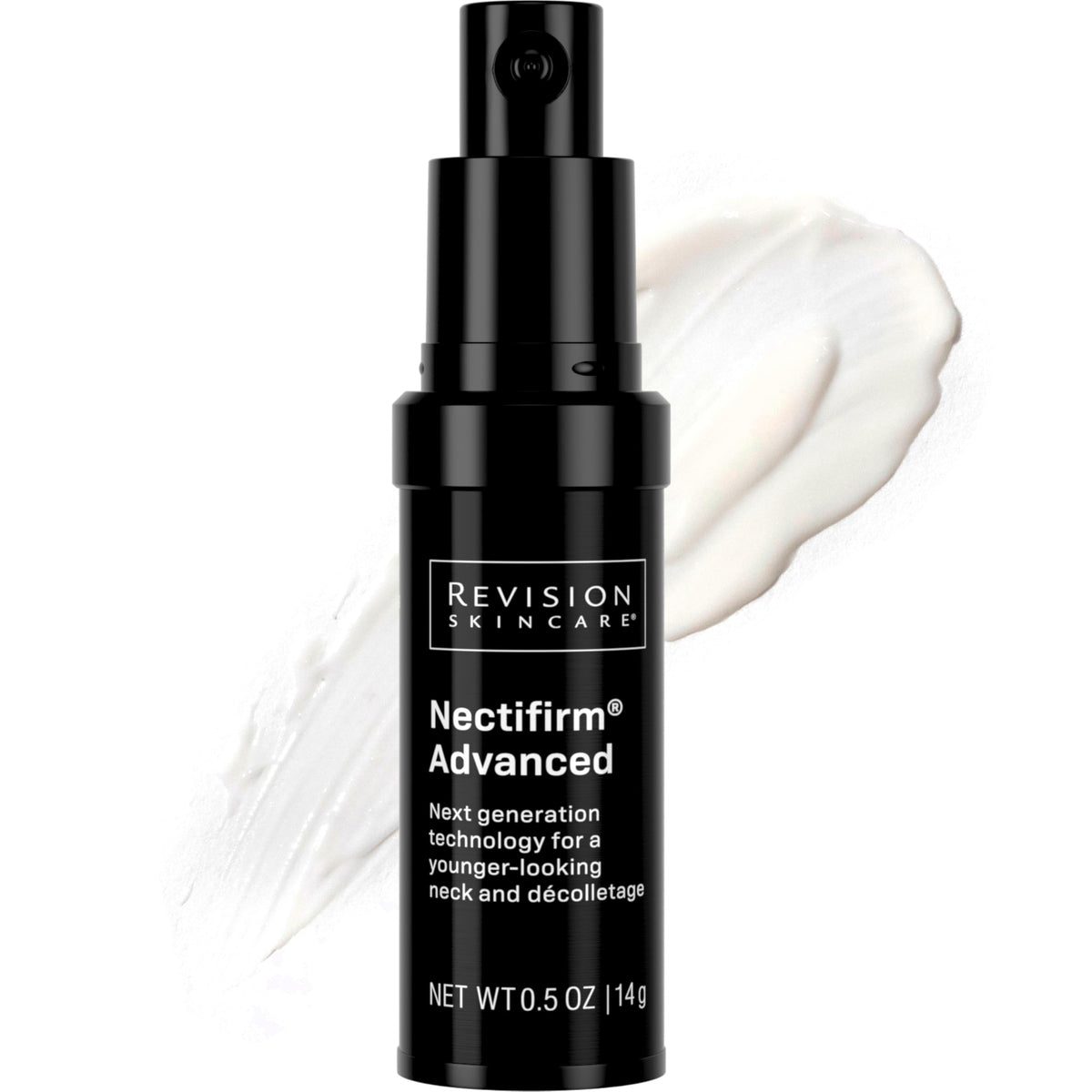 Revision Skincare Nectifirm Advanced neck cream jar showing firming potential for neck and jawline