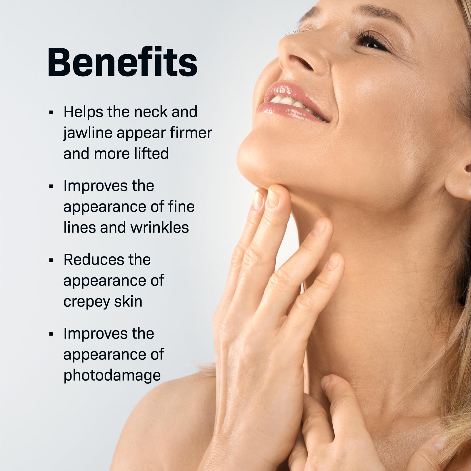 Revision Skincare Nectifirm Advanced swatch highlights smooth texture and subtle firming on the neck