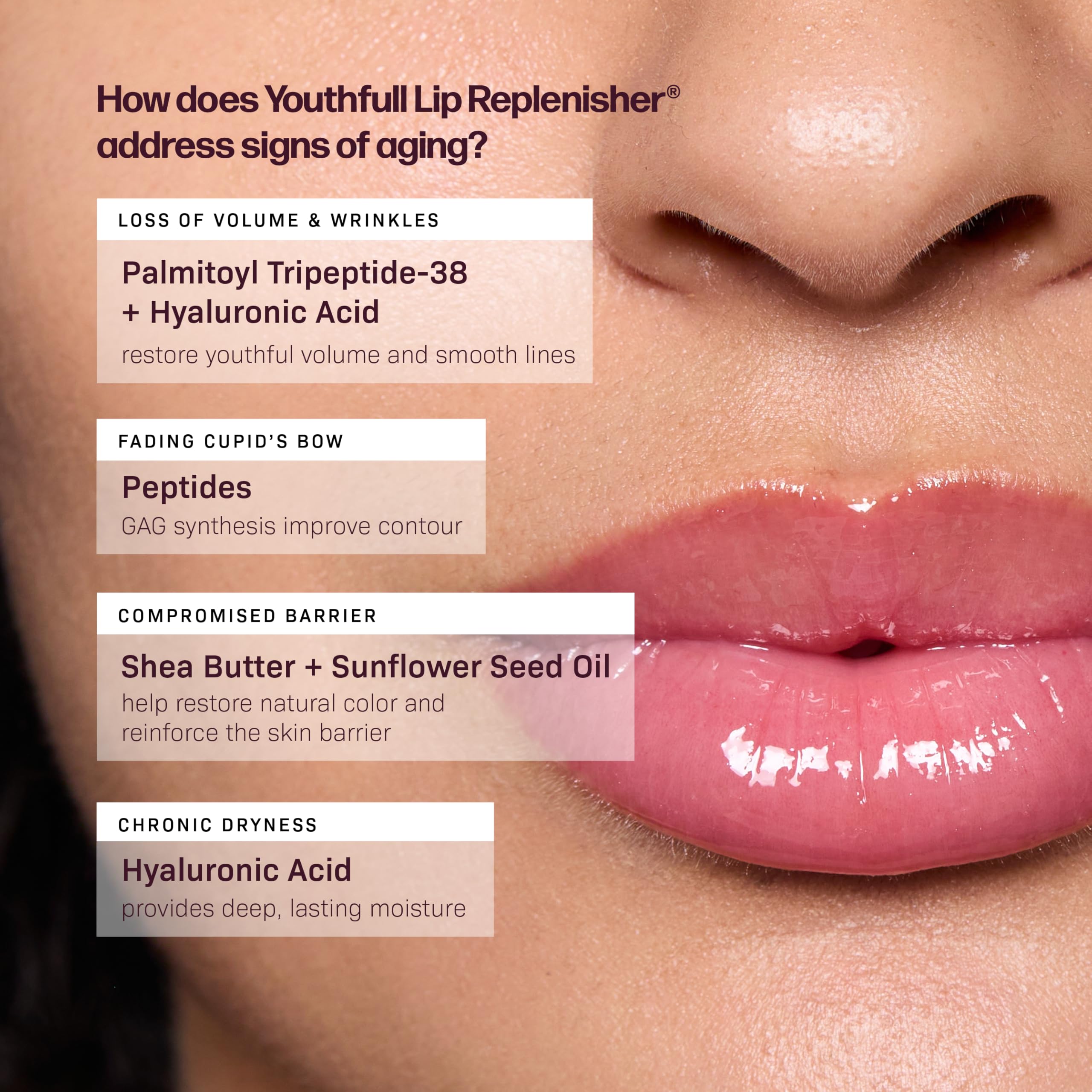Revision Skincare Lip Replenisher texture close-up highlights creamy, comfortable wear