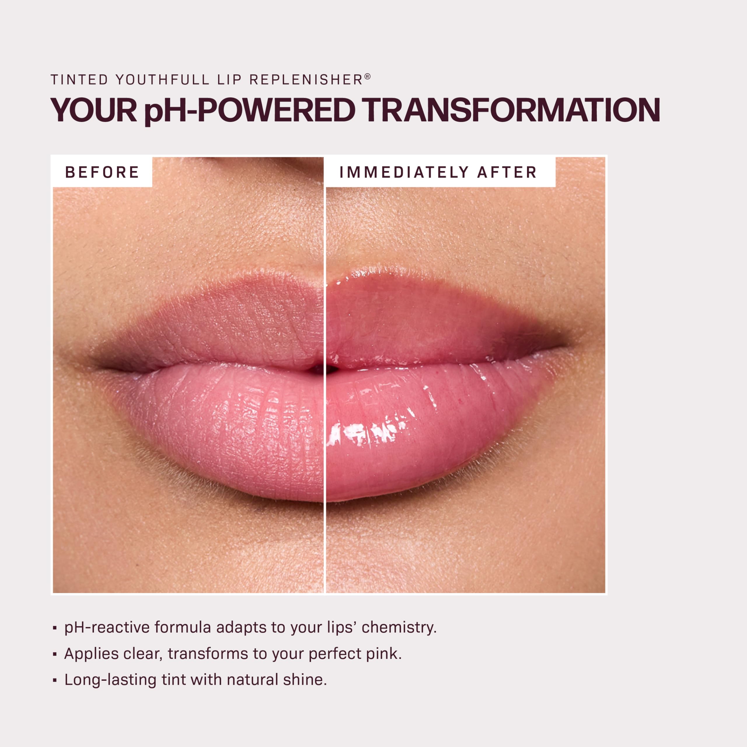 Revision Skincare Tinted Lip Replenisher swatch on lips shows subtle color and moisture