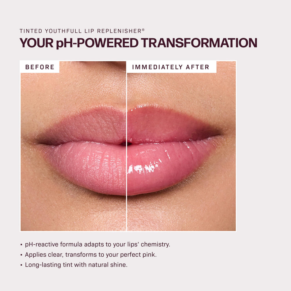 Revision Skincare Tinted Lip Replenisher swatch on lips shows subtle color and moisture
