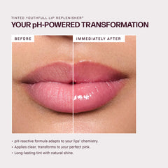 Revision Skincare Tinted Lip Replenisher swatch on lips shows subtle color and moisture