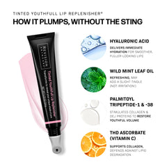 Revision Skincare Lip Replenisher on lips demonstrates smooth, tinted hydration