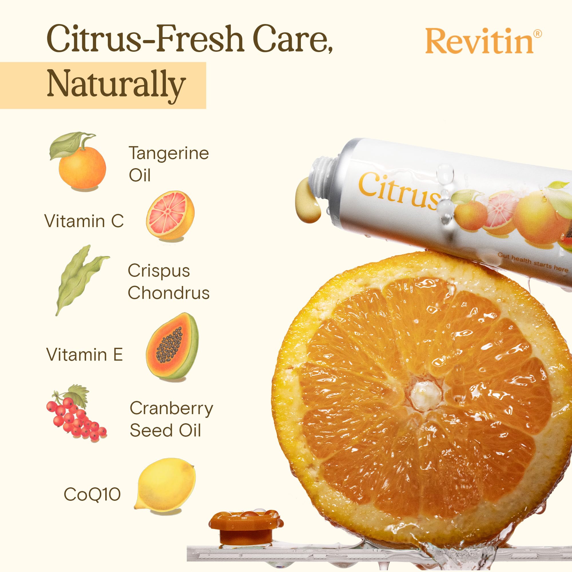 Revitin toothpaste box front featuring citrus design for daily family use