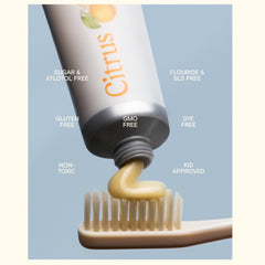 Revitin toothpaste texture closeup shows creamy paste for easy brushing