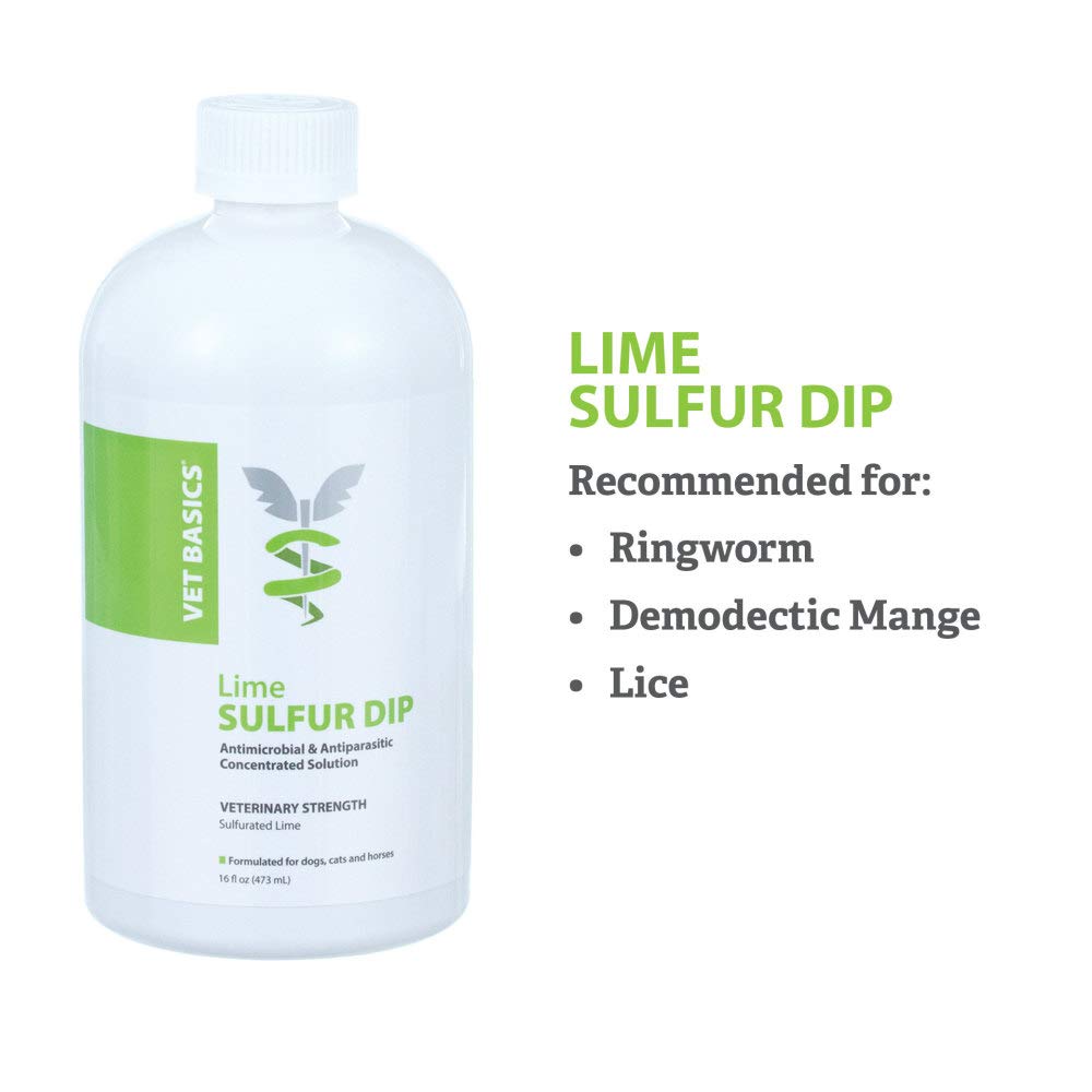 Close-up of Revival Vet Basics Lime Sulfur Dip bottle and label