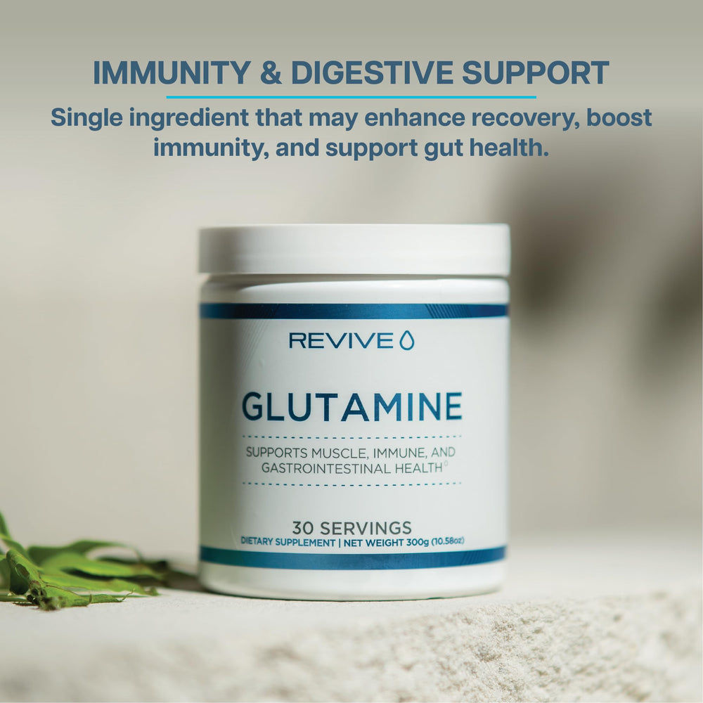 Revive MD Glutamine mixed in water, convenient gut and immune support.
