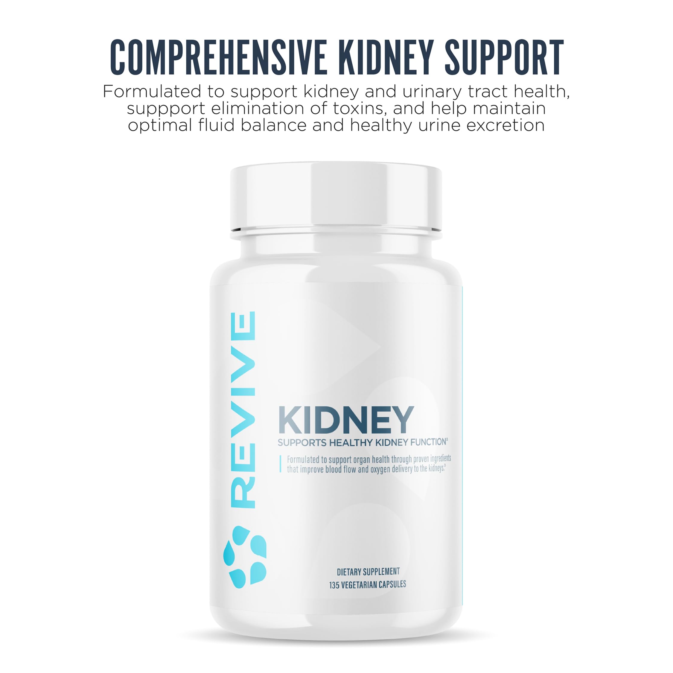 Revive MD Kidney Support capsules close-up highlighting natural ingredients