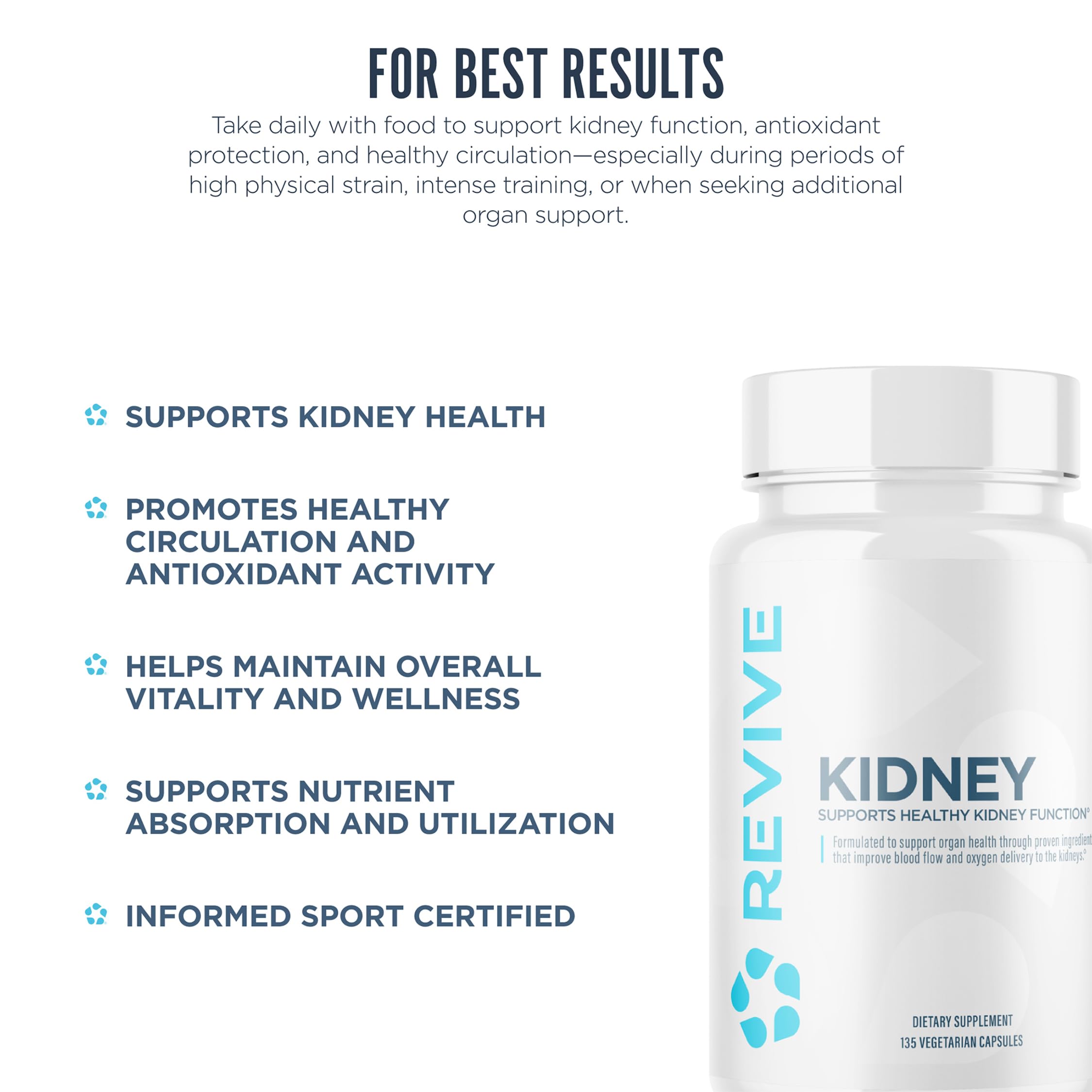 Revive MD Kidney Support pour into glass demonstrating easy daily intake