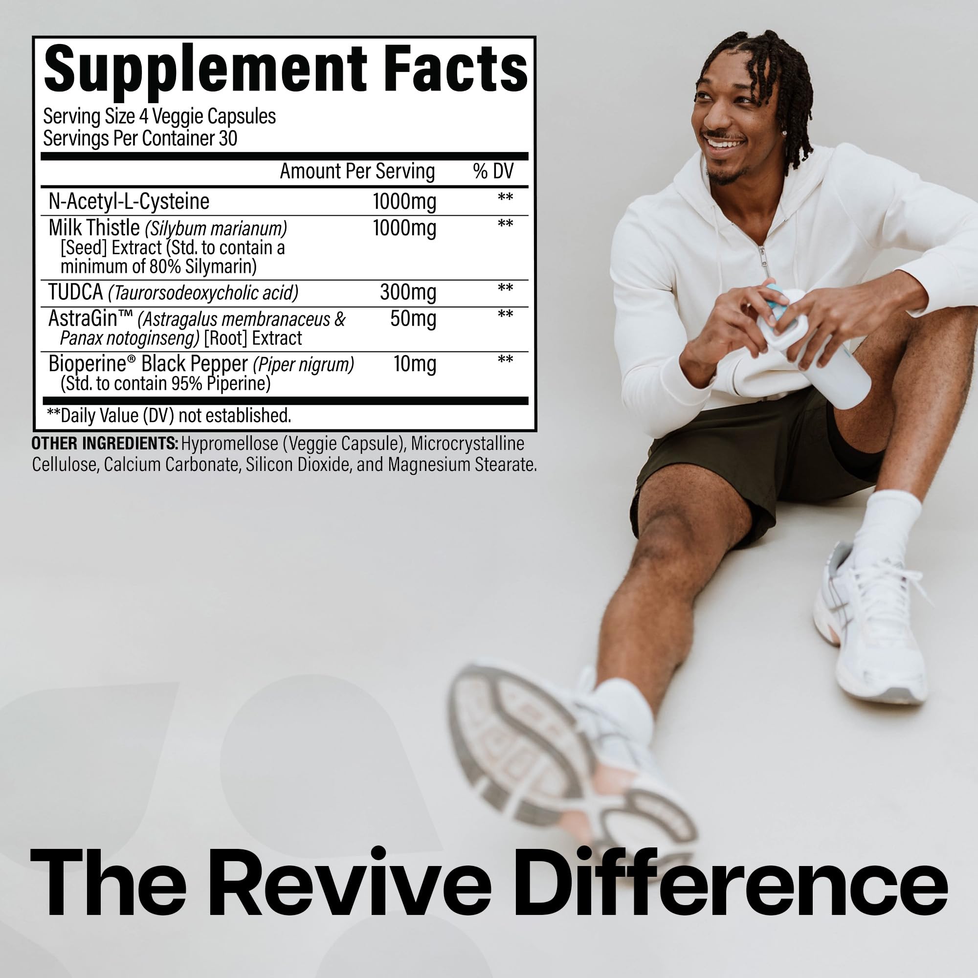 Revive MD Liver Cleanse bottle label close-up with key ingredients