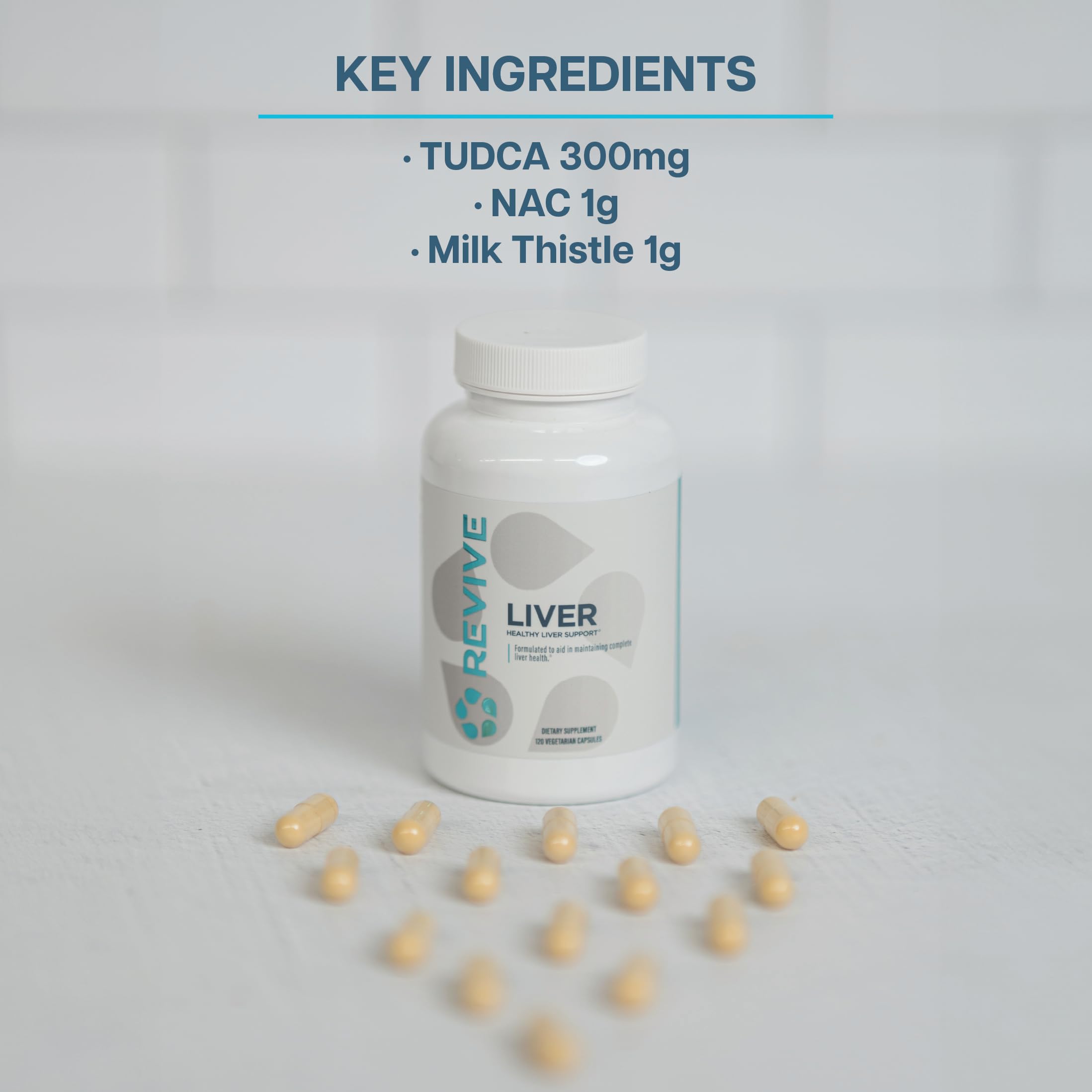 Revive MD Liver Cleanse capsules pour showing a convenient serving