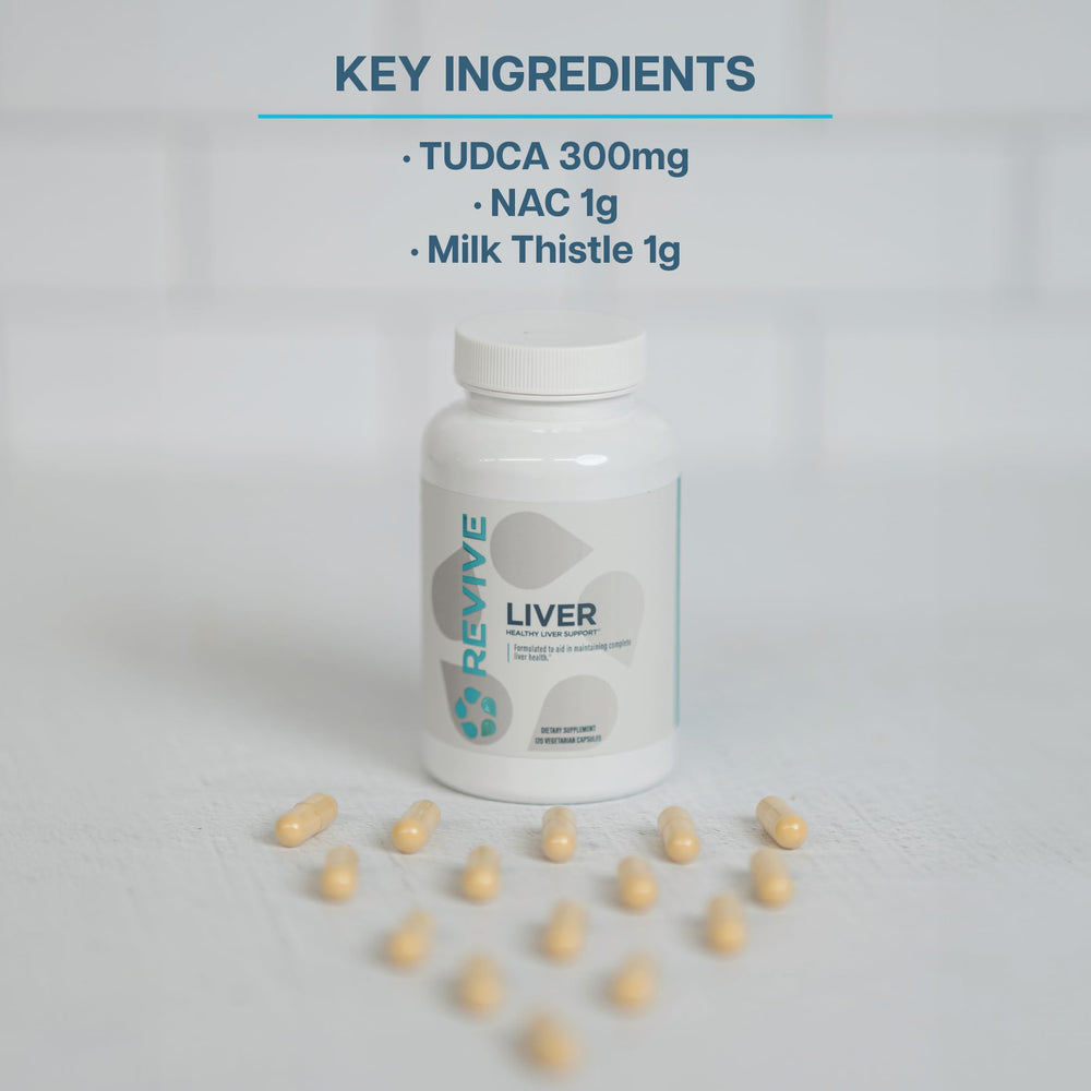 Revive MD Liver Cleanse capsules pour showing a convenient serving