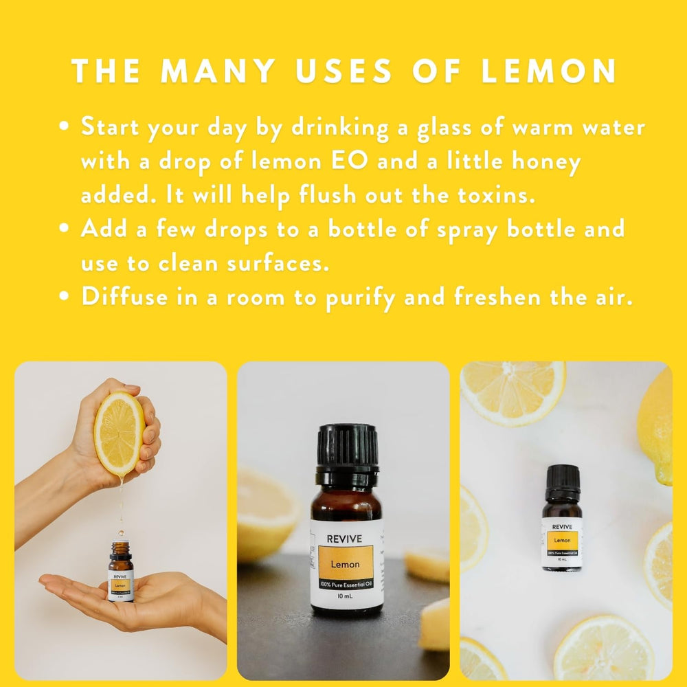 REVIVEEO Lemon oil supports refreshing skincare routines when diluted.
