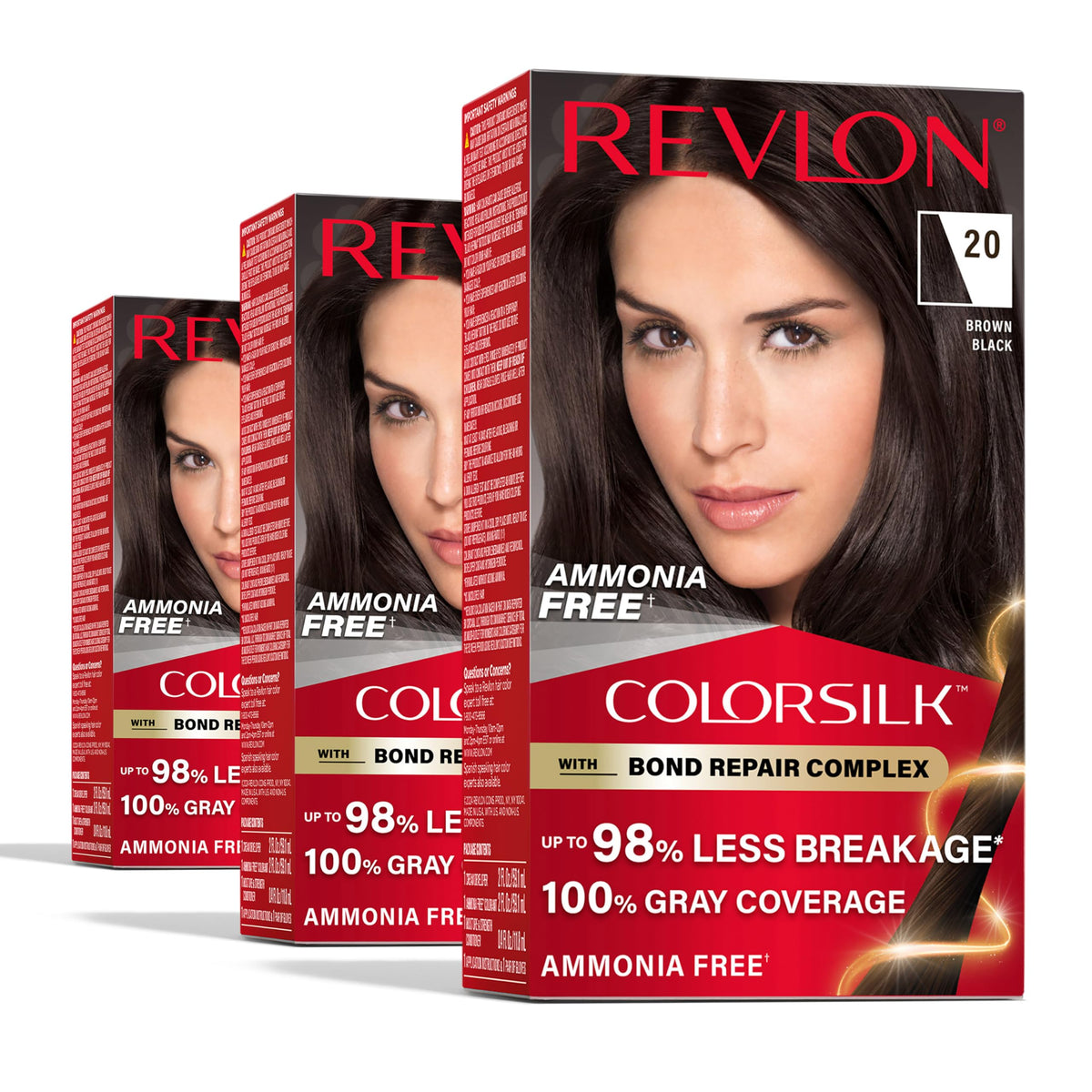 Revlon ColorSilk bond repair bottle illustrating color and care benefits