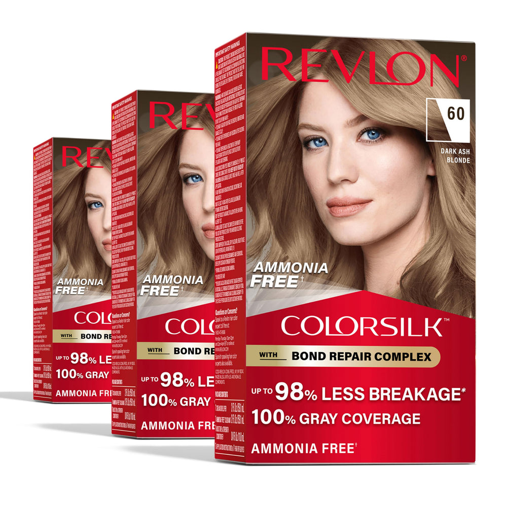 Revlon ColorSilk bond repair box for convenient at-home color with gray coverage.