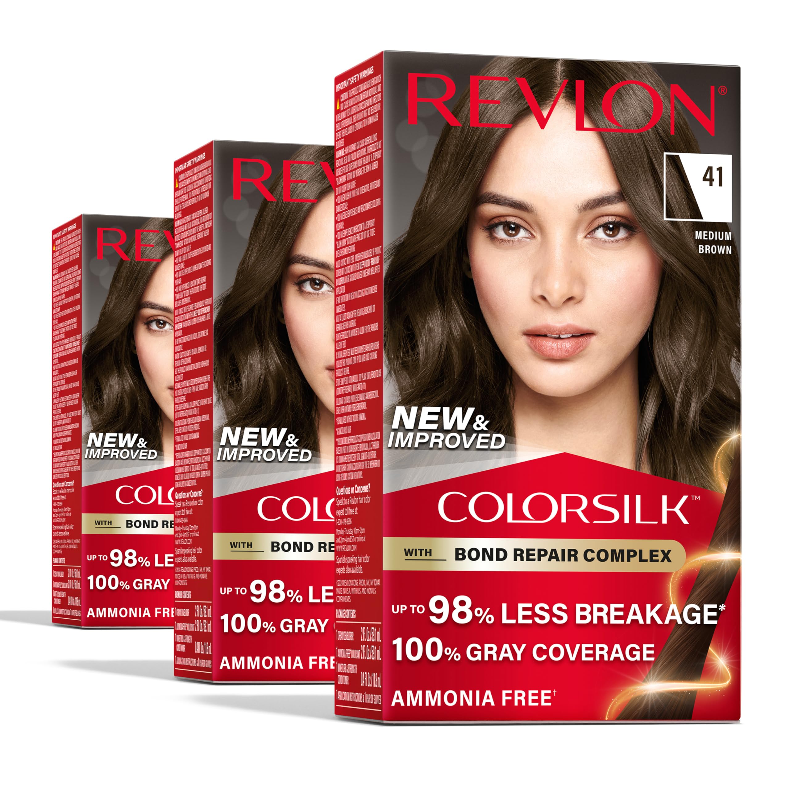 Revlon ColorSilk bottle with Bond Repair Complex for healthier color.