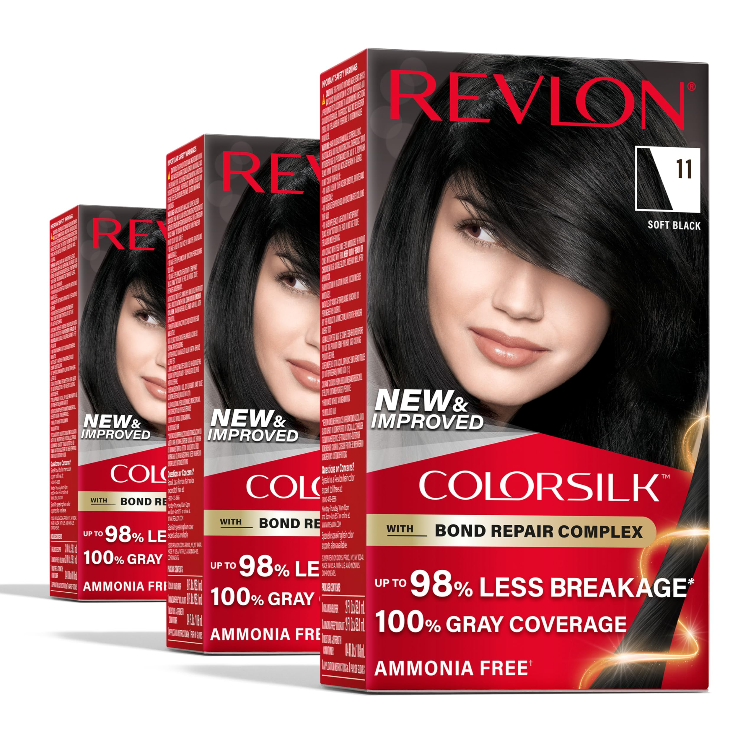 REVLON ColorSilk Bond Repair front packaging highlights bond repair and gray coverage.