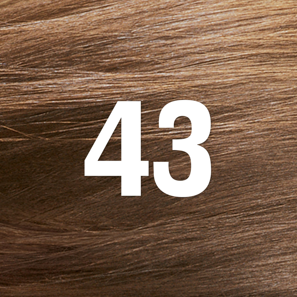 REVLON ColorSilk shade 43 Medium Golden Brown swatch showing rich color.