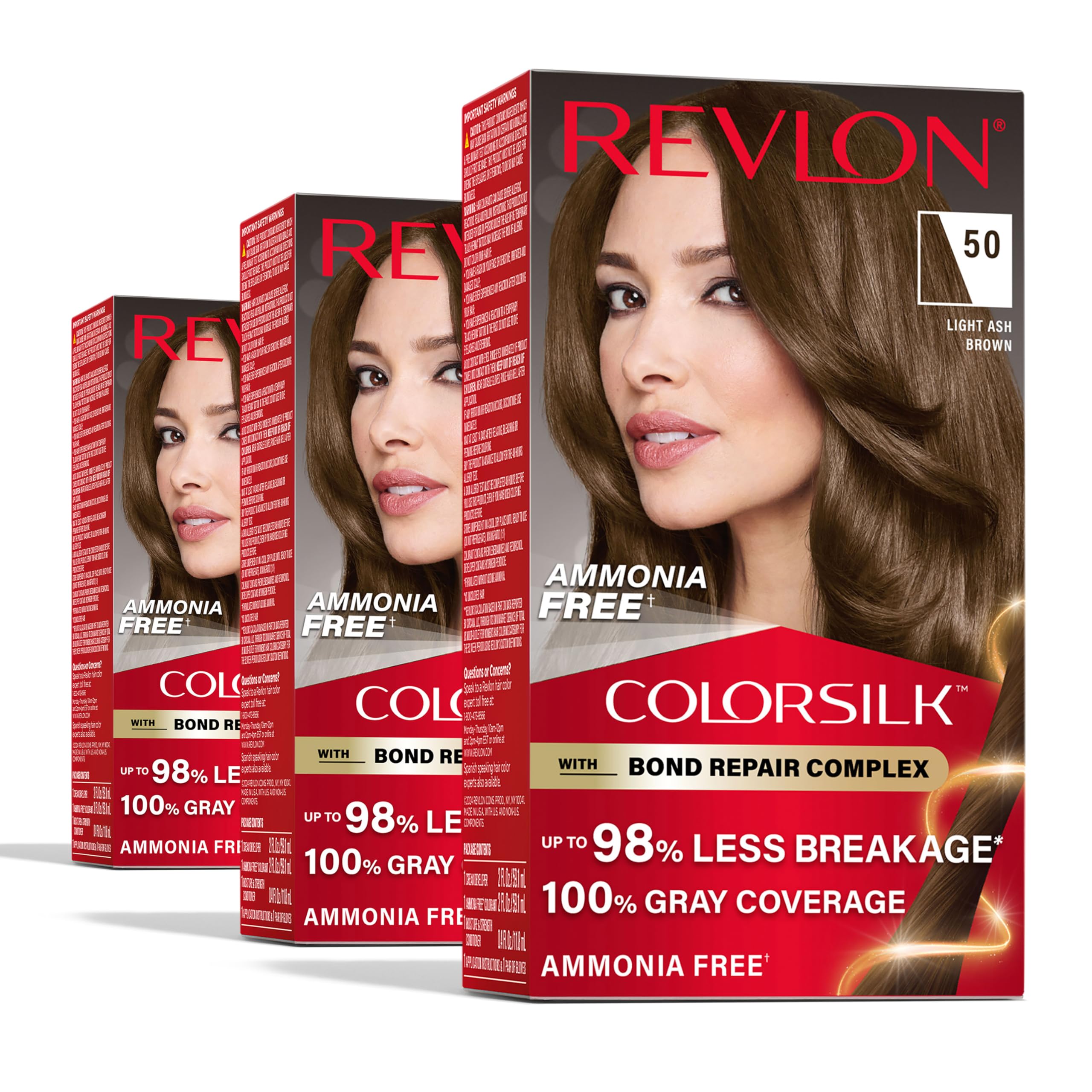 REVLON ColorSilk bottle pour shows smooth, even application for vibrant brown shade.