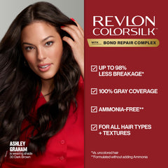Revlon ColorSilk 100% gray coverage on stubborn regrowth with smooth finish