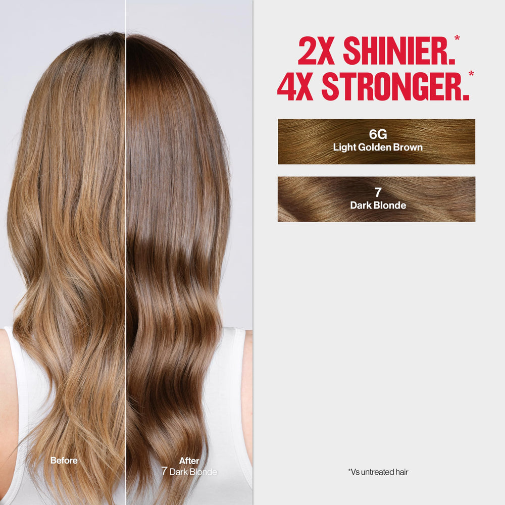 Revlon ColorSilk Tone + Gloss close-up of glossy hair texture.