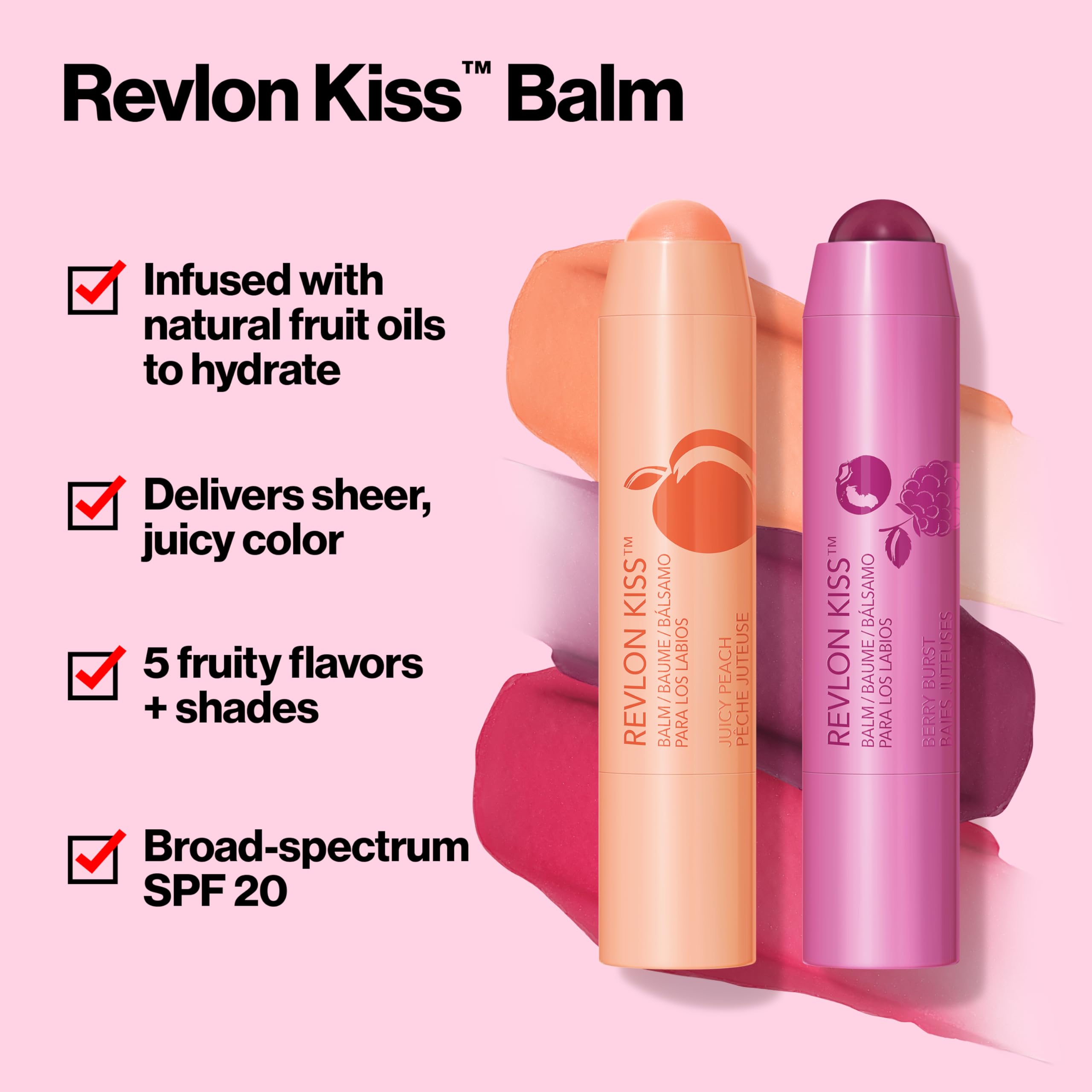 Revlon Kiss Balm hydration-application shows instant lip softness and a subtle shine.