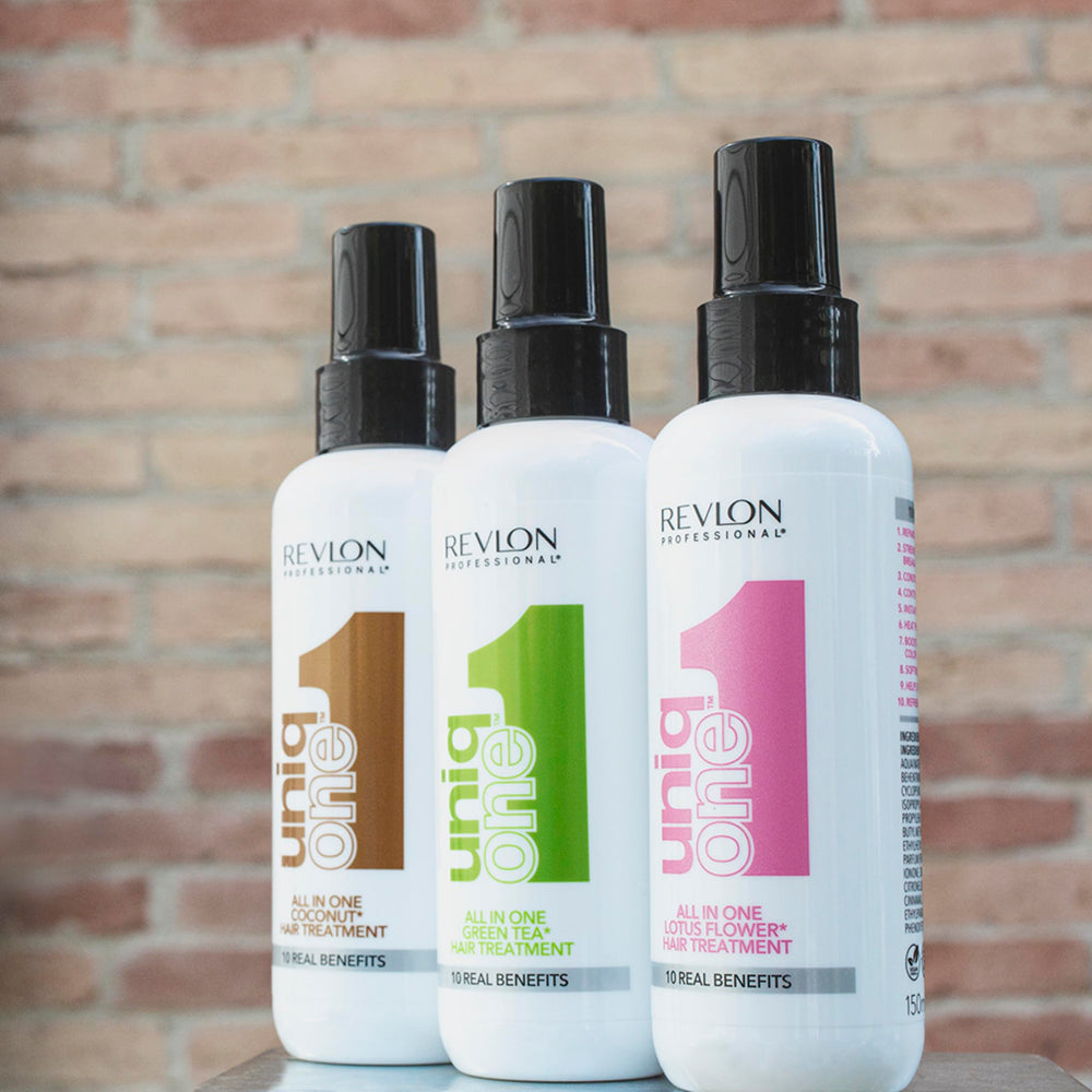 REVLON PROFESSIONAL UniqOne color protection graphic emphasizes color-safe routine.