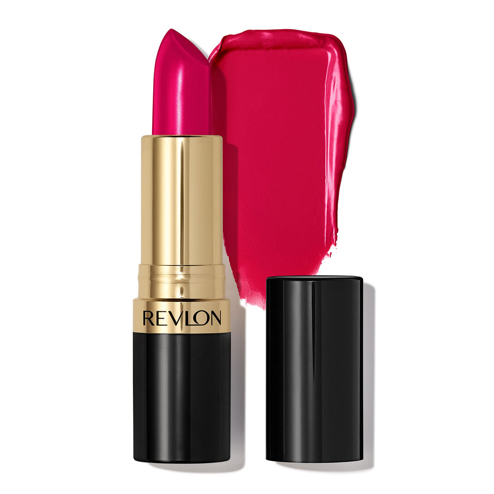 REVLON Super Lustrous Lipstick in Cherries in the Snow bottle shows creamy color