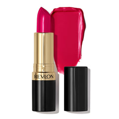 REVLON Super Lustrous Lipstick in Cherries in the Snow bottle shows creamy color