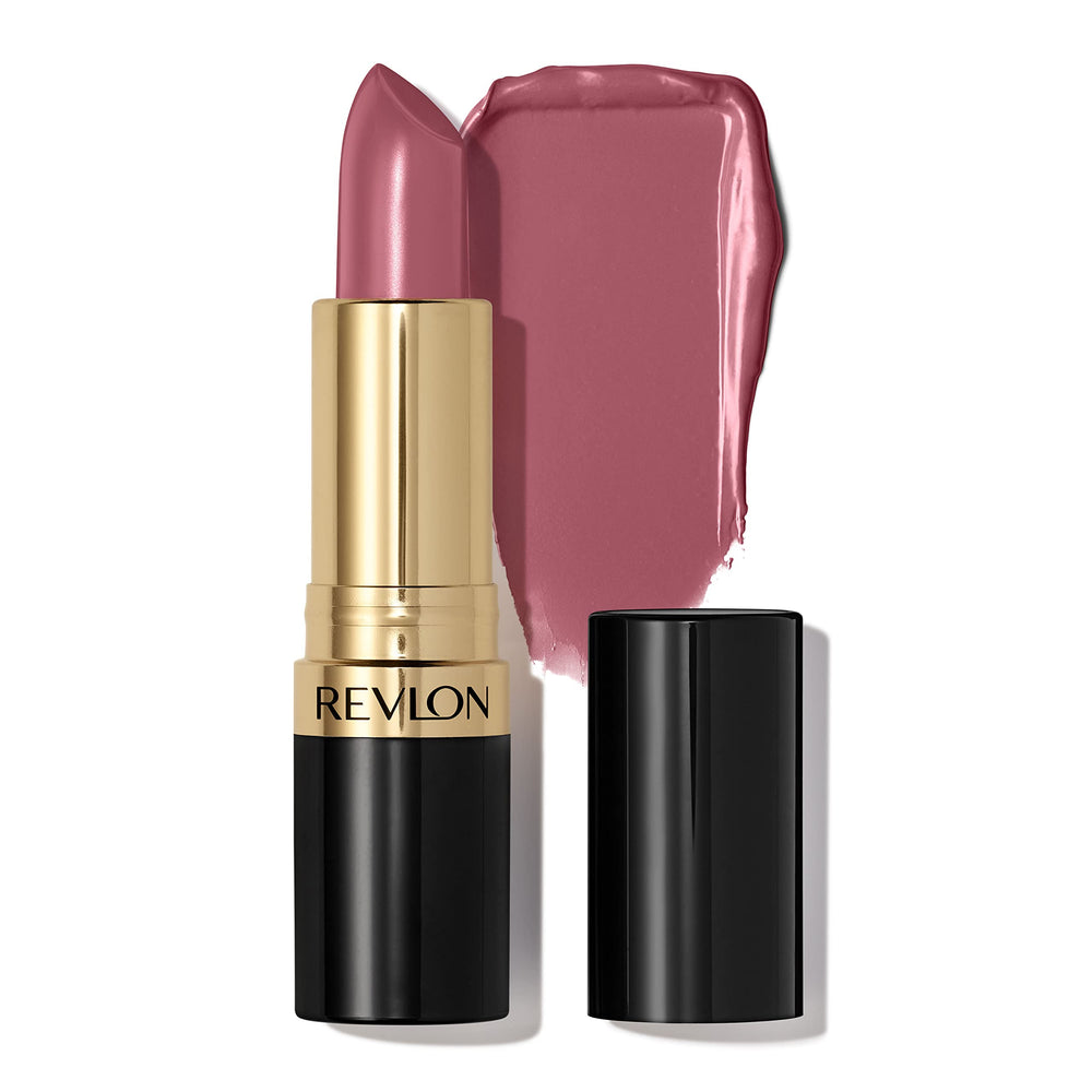 REVLON Super Lustrous Lipstick 764 on the Mauve application close-up highlights creamy texture.