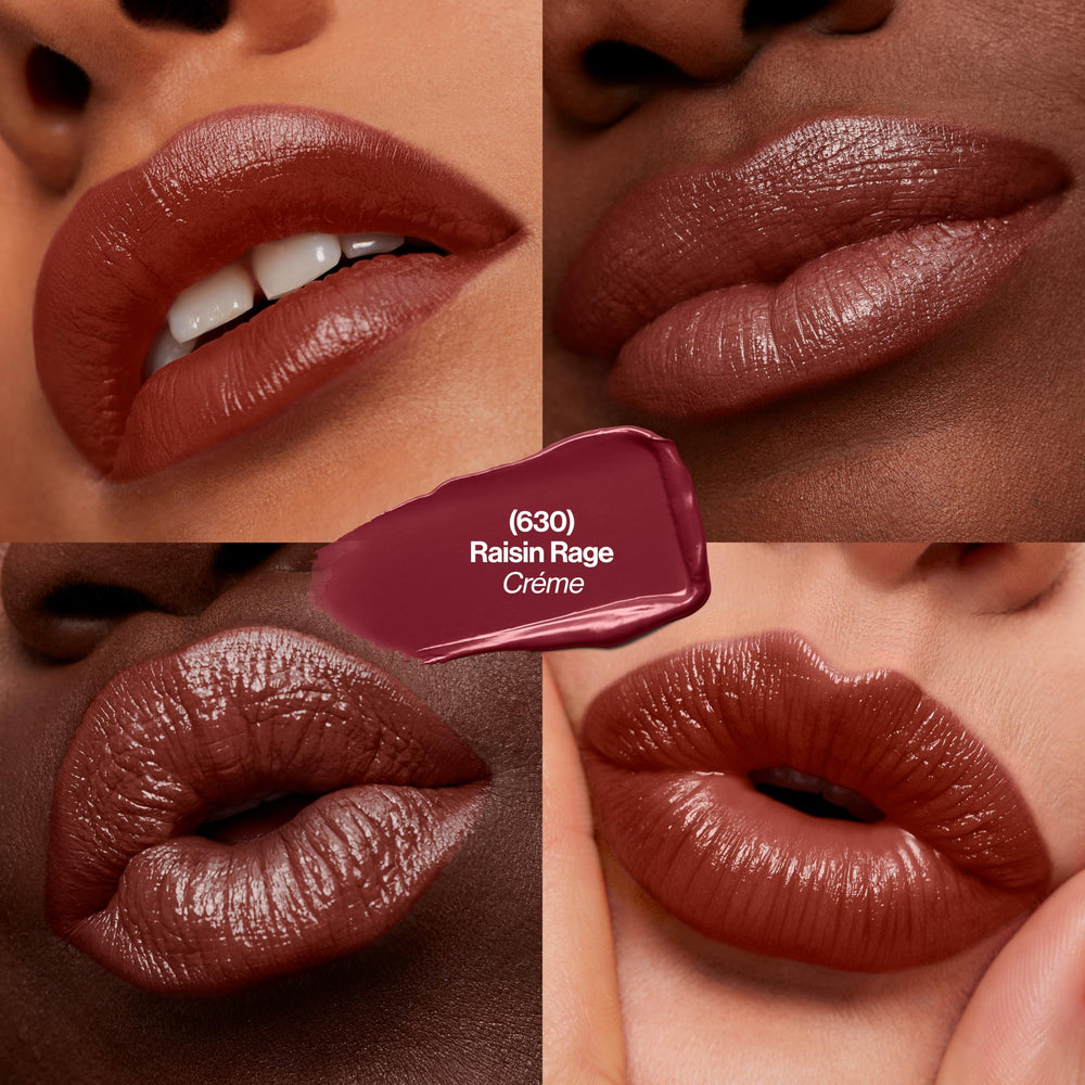 REVLON Super Lustrous Lipstick creamy formula close-up highlights smooth application.