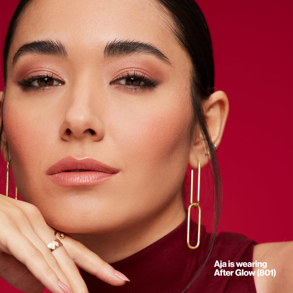 Revlon Super Lustrous Lipstick rose-and-shine-closeup emphasizes shade payoff.