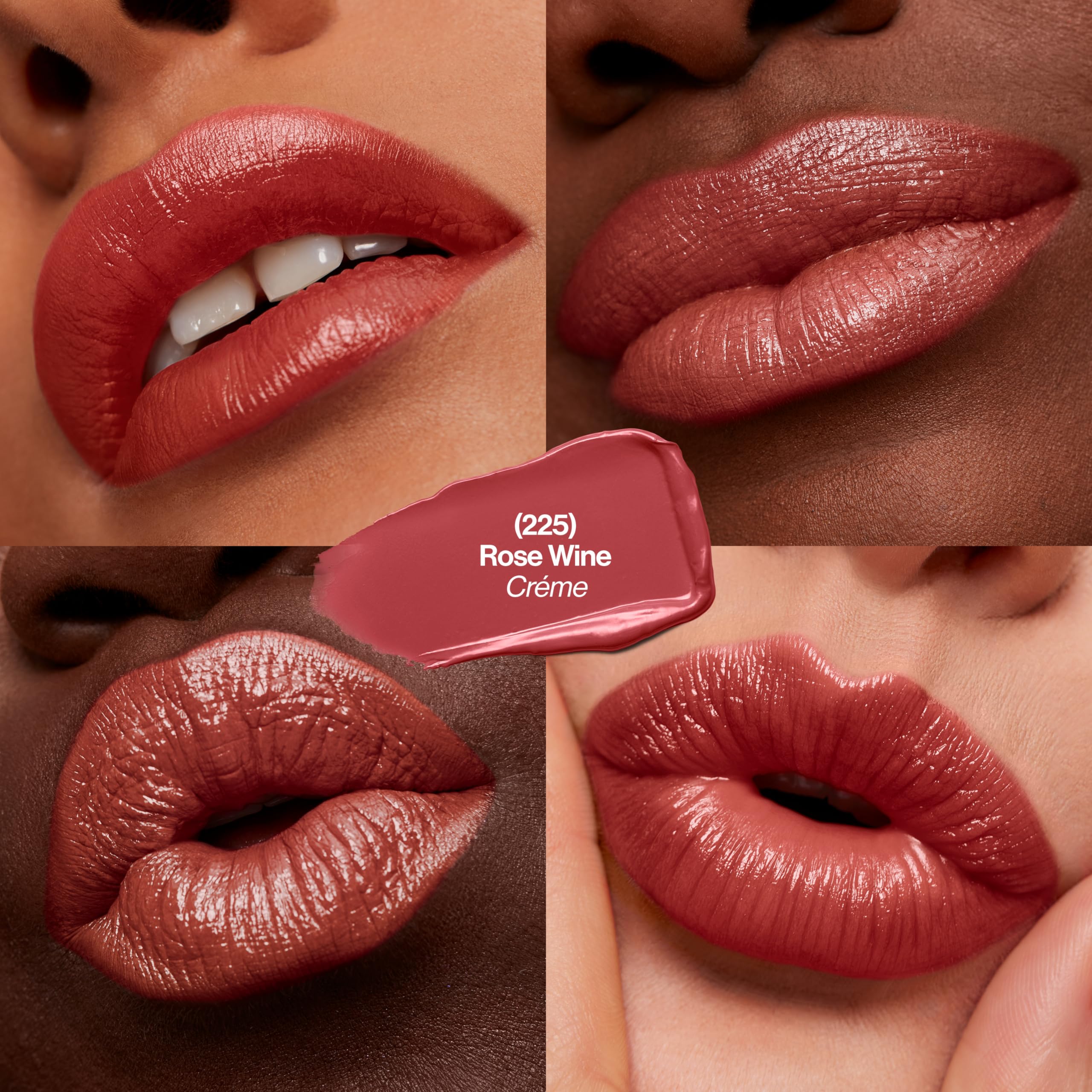 REVLON Super Lustrous Lipstick Rose Wine 225 swatch shows rich color and smooth finish