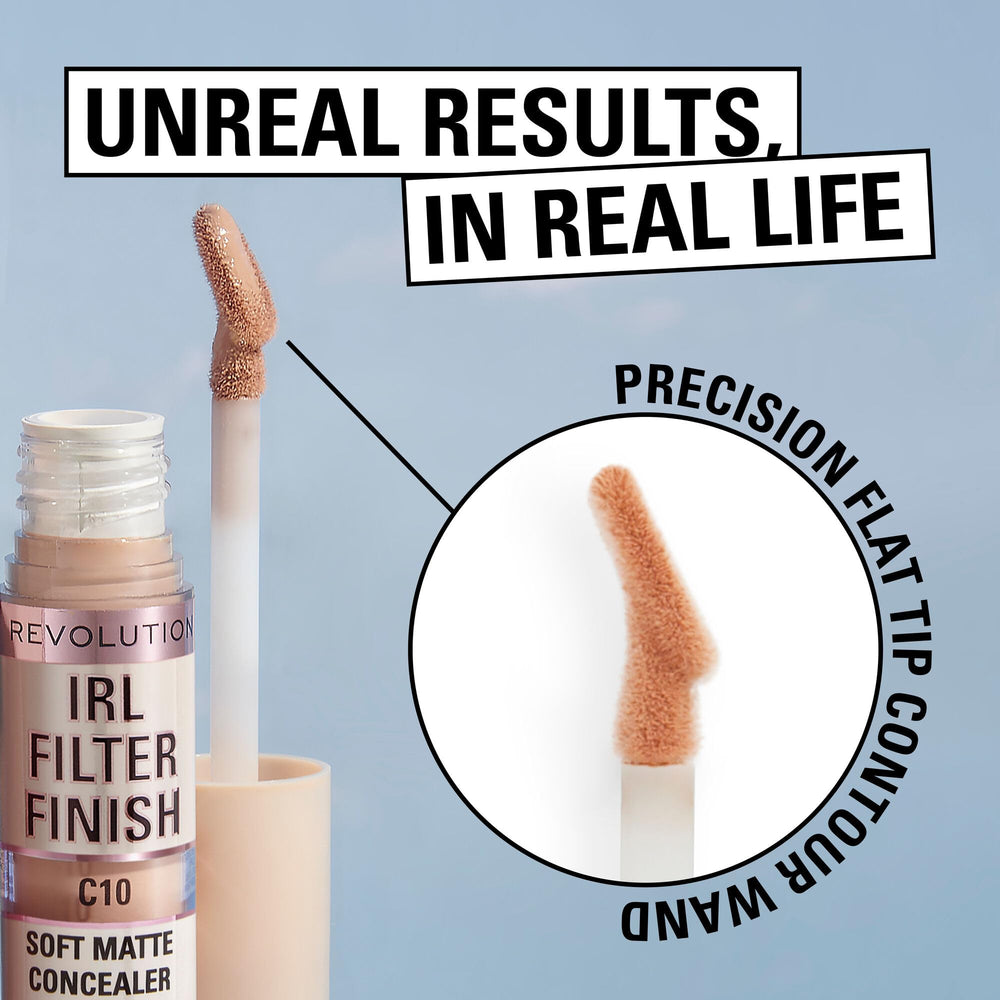 IRL Filter Finish Concealer packaging emphasizes vegan and cruelty-free branding.